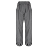 Side Bud Woven Casual Trousers Loose Slimming Lace up Elastic Waist Ankle Tied Sports Pants